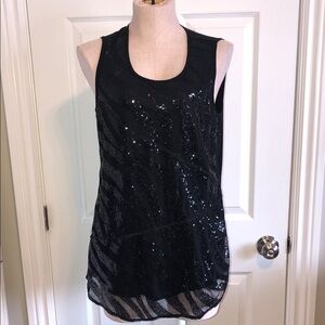 Picadilly Black Sequin Sleeveless Top - Made in Canada